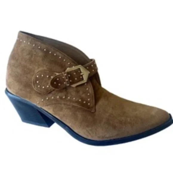 Seven7 Brown Dallas Faux Suede Boot Studded Ankle Bootie Suede Women'sSize 11 - Picture 2 of 8